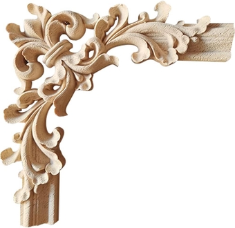 Unpainted Wooden Carved Corner Onlay Carved Wood Corner Applique Corner Onlay Applique Frame Furniture Onlay Applique Corner for Home DIY Decoration 6.30 x 6.30 inches