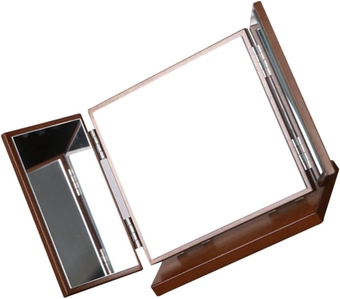 2 Pcs Collapsible Vanity Mirror Wooden Magnifying Mirror Decorative Makeup Mirror Three- Sided Mirror Desktop Mirror Folding Makeup Mirror Trifold Glass Travel Cherry Wood Vintage