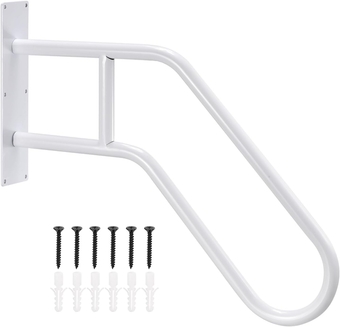 Wall Mounted Handrails for Outdoor Steps, Hand Rail for 1-3 Stairs, U-Shaped Stair Handrails (22.8"Length,18.5"Height) for Garden Garage Porch Patio Steps White