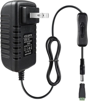 12V Power Supply, 12 Volt 3A 36W DC Power Supply with On Off Switch, Black Switching LED Power Adapter, AC 110V to 12V Wall Wart Transformer Plug for LED Strip Lights with 5.5/2.1 DC Female Connector