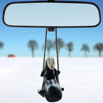 Anime Car Accessories of No Face Man Car Pendant Hanging Swing, for Car Rear View Mirror Accessories, Home Gardening Hanging Micro Landscape Office Decor Birthday Gift Romantic Gift for Friend