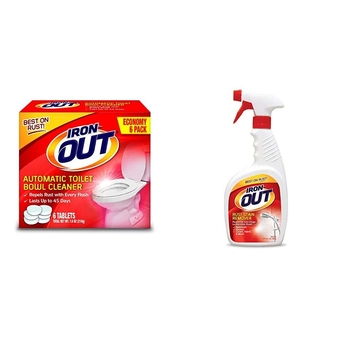Automatic Toilet Bowl Cleaner, Pack of 1, 6 Tablets & Spray Gel Rust Stain Remover, Remove and Prevent Rust Stains in Bathrooms, Kitchens, Appliances, Laundry, and Outdoors