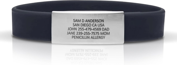 SPRINT Medical Alert Bracelet for Men & Women - Stretchably Stylish Emergency Medical ID Silicone Bracelet - Medical Information for Athletes, Travelers & Seniors