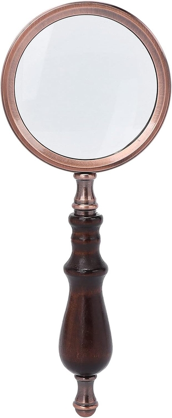 Vintage 10X Metal Handheld Magnifying Glass with Wooden Handle Retro Reading Aid for Elderly Clear Enhanced Vision