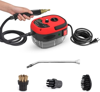 Handheld Steam Cleaner, Portable 2500W High Temperature Steam Cleaning Machine with Brush Heads and Extended Rod, Power Cleaning Steamer for Furniture Home Use Kitchen Bathroom Car