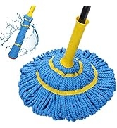 Self-Wringing Twist Mops for Floor Cleaning, Microfiber Floor mop with 57 " Long Handle, Easy Wri...