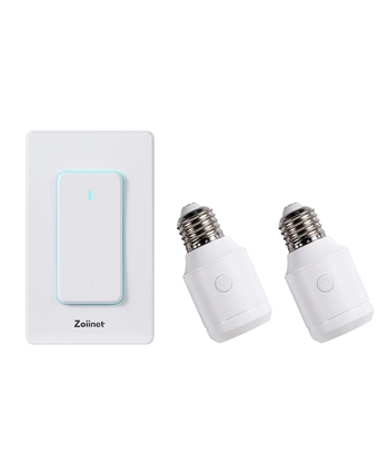500W Remote Control Light Bulb Socket, Wireless Light Switch for Pull Chain Lighting Fixture, with 2 E26 E27 Bulbs Base Holder, Programmable, No Wiring Needed