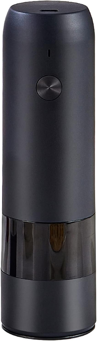 Electric Pepper Grinder Mills, Type-C Rechargeable 500mAh Salt and Pepper Grinder Premium Stainless Steel Sea Salt Glass Cruet Salt and Pepper Grinder with Ceramic Grind and LED Light (Black)