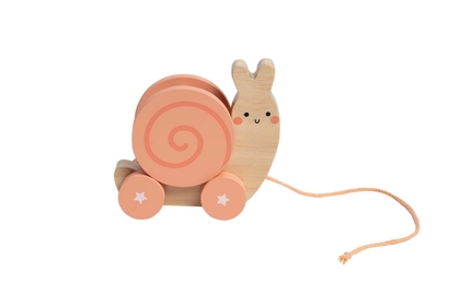 Wooden Snail Pull Toy, Pull Along Walking Toy, Early Development Push and Pull String Toy, Motor Skill Toy for Babies and Toddlers Ages 1+ Year