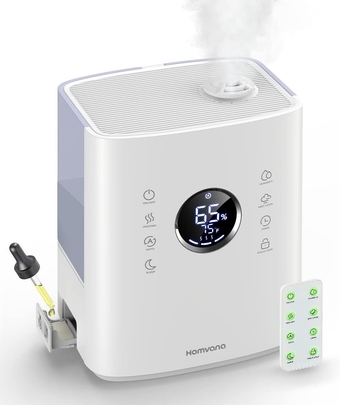Humidifiers for Bedroom Home, 6.5L Warm and Cool Mist Ultrasonic Vaporizer for Baby Kids, with 212°F Distilled Sterilization, Essential Oil Diffuser Tray, Auto Mode, Remote Control