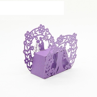 Gift Bags 50PCS/Lot Lase Cut Bride Groom Wedding Sweets Candy Bag Guests Gift Boxes Paper Packaging Baby Shower Box (Color : Purple, Size : 50PCS_4X4X7CM)