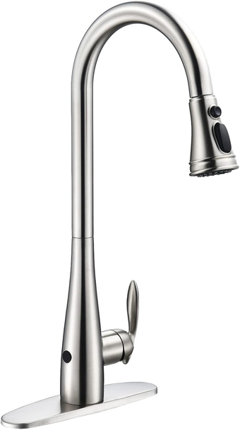 Touchless Kitchen Faucet with Pull Down Sprayer Brushed Nickel, Single Handle Motion Pull Out Kitchen Sink Faucet,One Hole/Three Hole 3-Function Kitchen Faucets,Stainless Steel