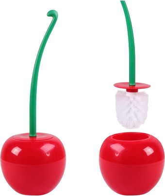 Dora Bridal Cherry Toilet Bowl Brush Hold Combo Set, 1 Pack Heavy Base Clean Bowl Hideaway Compact Holder Strong Bristles for Bathroom Toilet (1 Brush,1 Holder)