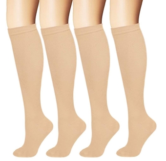 Compression Socks - BEST Graduated Athletic & Medical Use for Men & Women, for Running, Flight, Travel, Nurses - Boost Performance, Blood Circulation & Recovery (Beige, Lg/XL, 2Pr)