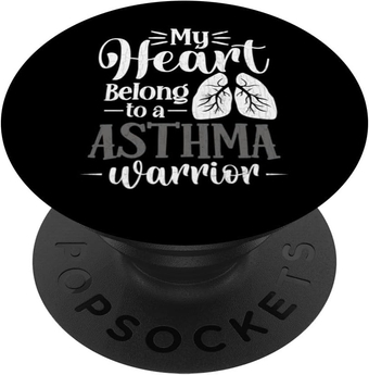 Heart Belongs To Asthma Warrior Asthma Awareness Graphic PopSockets Swappable PopGrip