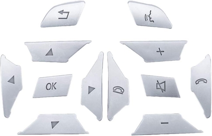Silver Steering Wheel Button Cover Car Interior Decoration Trim Replacement for Mercedes Benz ML GL GLK GLA CLA CLS SL A B C E G Class Inner Accessories (12pcs)