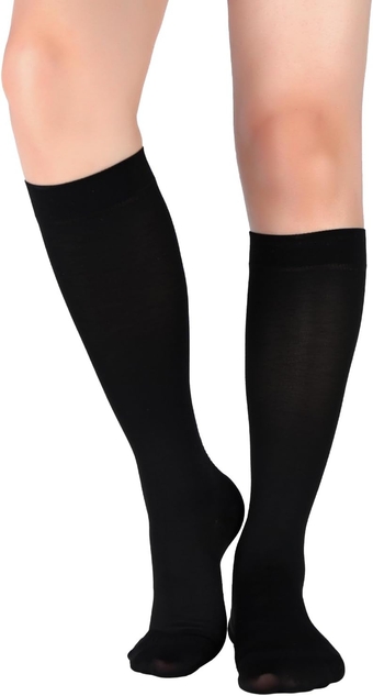 15-20 mmHg Medical Compression Socks Men and Women Microfiber Opaque Graduated Knee High Support Stockings-Swelling 1 Pair
