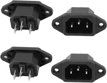 4 Pcs AC 250V 10A IEC 320 C14 Panel Mount Plug Adapter Power Connector Socket Black Screw Mount 3 Pins Inlet Power Plug Socket by MXR
