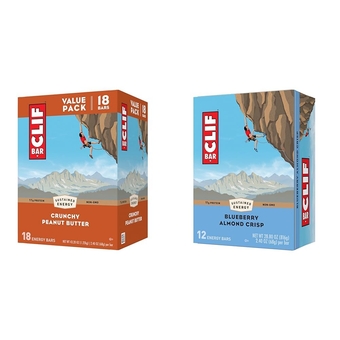 CLIF BAR - Crunchy Peanut Butter - Made with Organic Oats - Non-GMO - Plant Based - Energy s - 2.4 oz. & - Blueberry Almond Crisp - Made with Organic Oats - Non-GMO - 2.4 oz.