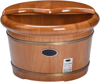 Foot Tub Wooden Foot Basin Wooden Foot Basin,Oak Foot Tub Basin,Household Foot Washing Wooden Barrel，Massage Foot Bath Smooth and Delicate Pedicure Barrels with Lid Foot Bath Wooden Bucket Foot Spa