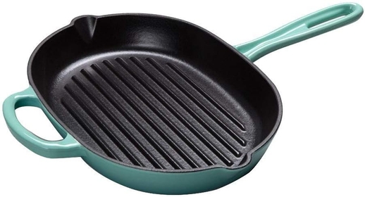 Crepe Pan Cast Iron Enamel Oval Skillets, Thickened Frying Pan Non Stick Griddle Pan-32cm Induction Pot Nonstick Metal Utensil Saucepan Frying Pan (Color : Blue) (Blue)