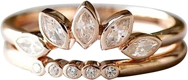 Women Engagement Vintage Stacking Ring Gemstone Rings Anxiety Relief Rings Gem Design Spinners Rings Love Rings Gifts for Women Aesthetic Dainty Gifts- Wedding Band Fingering (Gold, 9)
