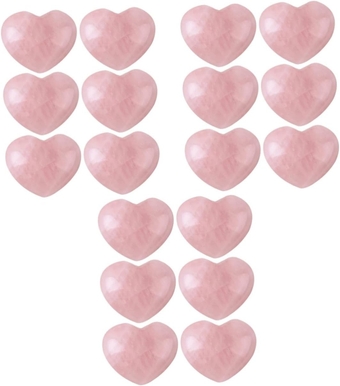 18 Pcs Rose Quartz Heart Ornament Heart Decor Valentine's Day Gift Heart Shape Stone Decor Love Heart Shape Adornment Love Heart Shape Decor Crystal Ornaments Natural