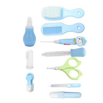 10Pcs Hair, Nail, Nose, Tooth and Ear Clean Essentials Accessories Portable Baby Care Kit for Baby Girl Keep Healthy and Tidy(Green)