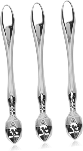 3pcs Rhombus Metal Digging Spoon Eye Cream Spoon Under Eye Massage Facial Cream Spatula Eye Roller Massage Wand Portable Eye Massager Face Miss Zinc Alloy Mixing Spoon