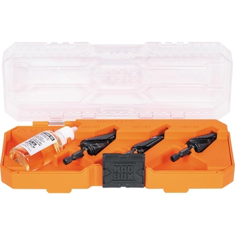 QRST3PC 3-Piece Impact Step Drill Bit Set with Cutting Oil and Modular Case, 1/2 to 7/8-Inch, Quick Release Hex Shank
