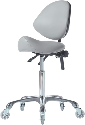 Hydraulic Saddle Rolling Adjustable, Heavy-Duty (450 lbs) Stool Chair for Beauty Salon Massage Dental Clinic Home Office Use(Grey)