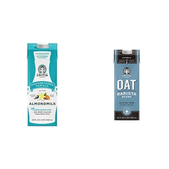 Unsweetened Vanilla Almond Milk (32 Oz, Pack of 6) and Oat Barista Blend Oat Milk (32 Oz, Pack of 6)