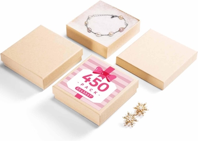 3.5x3.5x1'' Brown Jewelry Gift Boxes 450PC for Small Business, Bracelets, Earrings