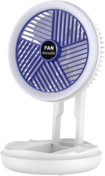 Folding Desk Fan, 4 Speeds Adjustableng Wind Usb Fan, Wall Mounted Feature Small Fan with Hook,Rechargeable Personal Table Fan & Quite Fans for Bedroom, Office, Dormitory,Camping/with Light