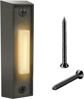 Lighted Doorbell Button Wired Door Bell Push Buttons LED Door Chime,Black Replacement Doorbell Button,Wall Mounted Doorbell Switch Wired Doorbells for Home