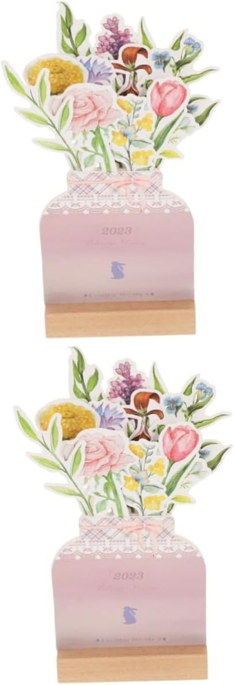 2 Sets 2023 Desk Calendar Monthly Calendar Pad 2023 Desktop Calendar Mini 2023 Calendar Small Desk Wood The Office Decor Rabbit Year Home Calendar Cheat Sheet Student Paper Spiral