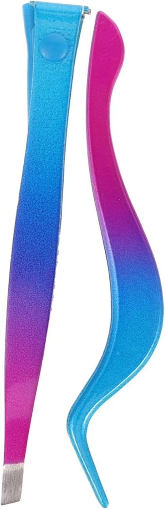 1 Set Beauty Tools Eyelash Curler Curler False Eyelash Eyeliner Assistant (Blue-Pink Gradient) Eyebrow Tweezers Professional Miss Eyebrow Brush Aldult Metal