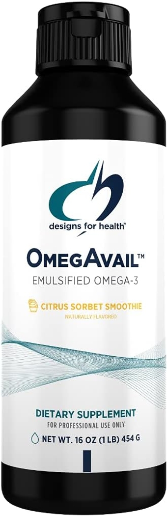 OmegAvail Smoothie - Omega 3 TG Triglyceride Fish Oil Emulsion with DHA + EPA - Liquid Supplement  Cardiovascular + Brain Support, Citrus Sorbet Flavor (29 Servings / 16oz)