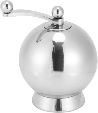 Hand-Cranked Black Pepper Grinder, 304 Stainless Steel Pepper Mill Spherical Grinder, Salt Grinder, Large Portable Spice Grinder, Household Kitchen Tool
