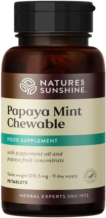 Nature's Sunshine Papaya Mint, 70 Chewable Tablets | Natural Mints with Powerful Papain Helps Digest Protein and Provides Digestion Relief