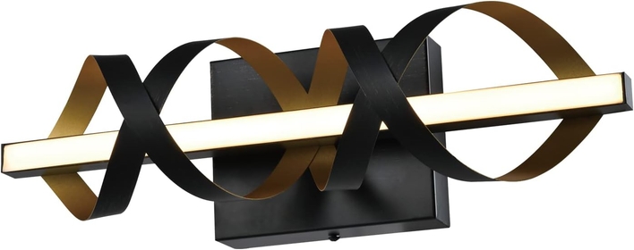 LED Modern Bathroom Vanity Light, Black&Gold Bath Bar Lighting, 16 Inch 7W Warm White 3000K LED Wall Sconce for Mirror Cabinet, Bedroom,280 Lumens