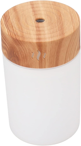 260ml Mini Humidifier 5V Cool Mist Humidifier Colorful LED Night Light with USB Charge Wood Grain Portable Desktop Humidifier for Home Room Office Car (Light Grain)