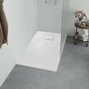 White Shower Base Tray SMC Bathroom Base Shower Drain Cover White Color Shower Pan 35.4"x35.4"