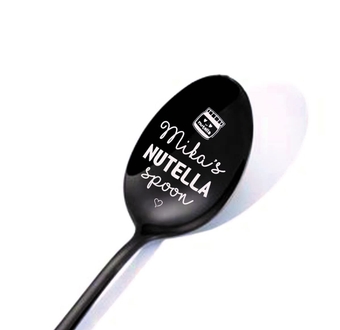 Engraved nutella peanut butter spoons Customized ice cream shovel Personalized stainless steel coffee tea silverware Christmas gifts for dad mom Best silver black gold colored cutlery with custom name