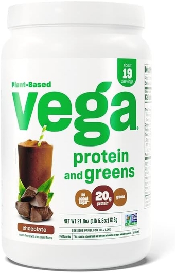 Protein and Greens Protein Powder Chocolate (19 Servings) - 20g Plant Based Protein Plus Veggies, n, Non GMO, Pea Protein for Women and Men, 1.4lb (Packaging May Vary)