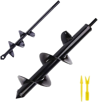2 Pack 1.6"x9" & 3”x12" Auger Drill Bit Garden Plant Flower Bulb Auger Rapid Planter Bulb & Bedding Plant Auger for Most 3/8" Hex Drive Drill Earth Auger Drill Fence Post Umbrella Hole Digger