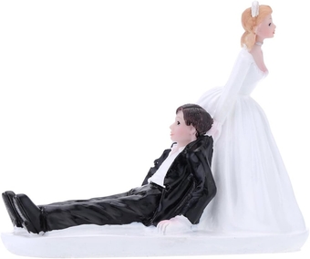 Synthetic Resin Bride & Groom Wedding Cake Topper Romantic Wedding Party Decoration Adorable Figurine Craft Gift