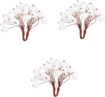 1200 Pcs Artificial Berry Stem Floral Arrangements Craft Twigs Flower Plant Branch Christmas Wreath Stems Berry Branches Plant Decorations Imitation Berry White Dining Table Holly