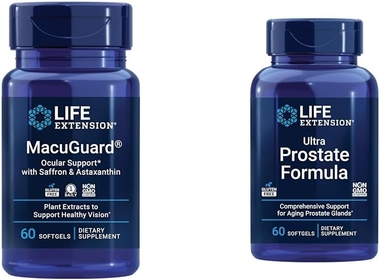 Macuguard Ocular Support with Saffron & Astaxanthin 60 Count and Ultra Prostate Formula Saw Palmetto 60 Softgels
