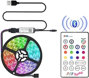 HHF LED Strips 5m DC5V USB RGB LED Lights Strip 5050 Bluetooth Controller Kitchen Light Closet Under Cabinet Light Bedroom Night Lamps TV Backlight (Color : Bluetooth Strip Set, Size : IP33)